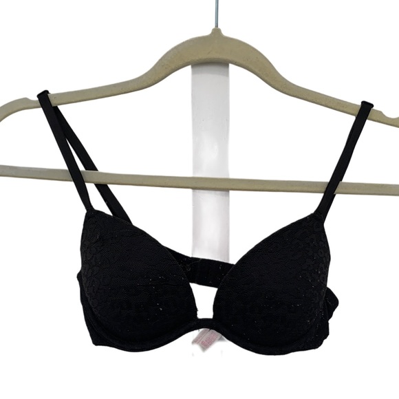 Pink Victoria’s Secret Black Leopard Print Push Up Bra - Picture 1 of 4